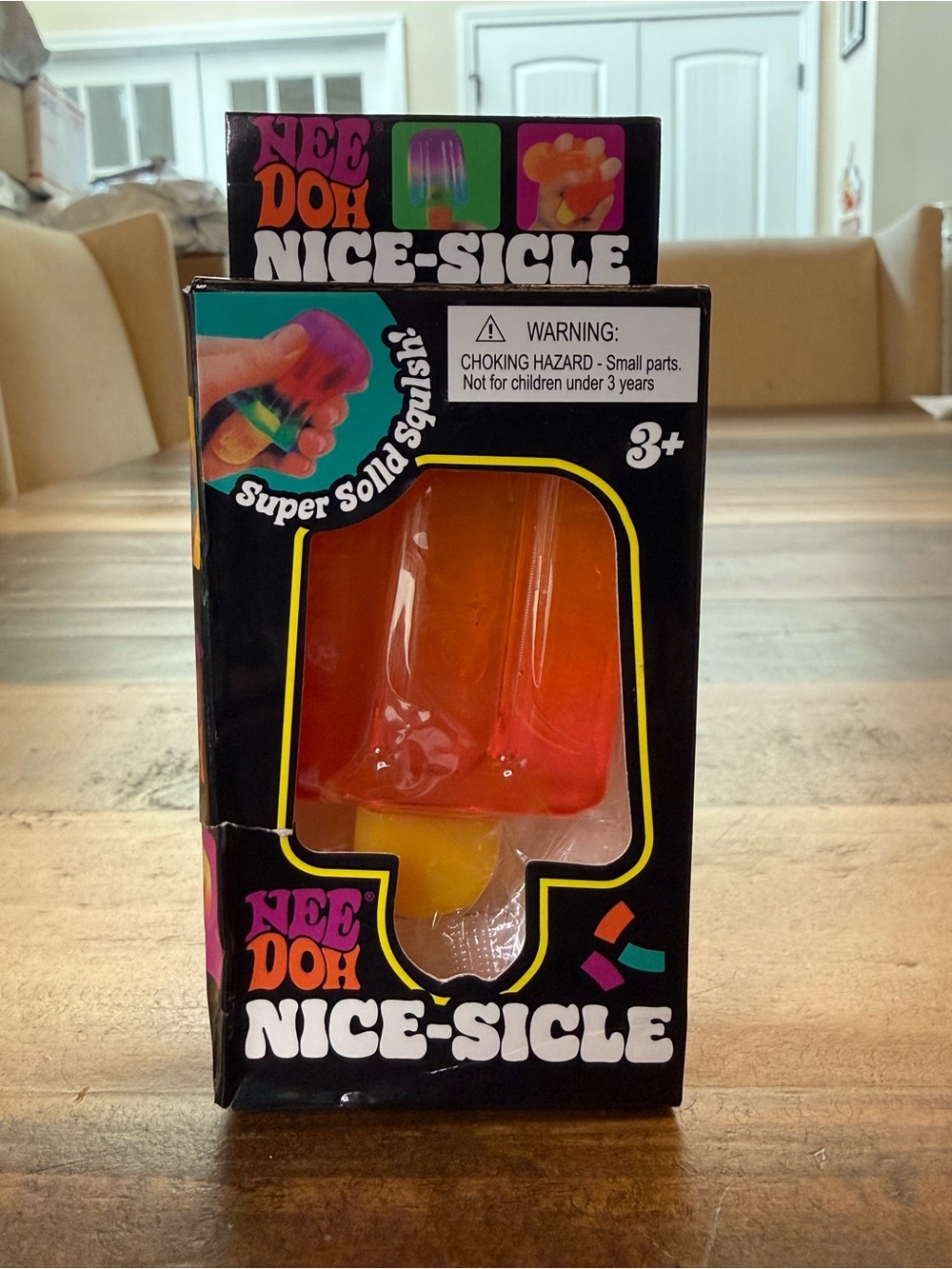Nee Doh Nice-Sicle Super Solid Squish Tactile Squeeze Toy Orange/Yellow 3+